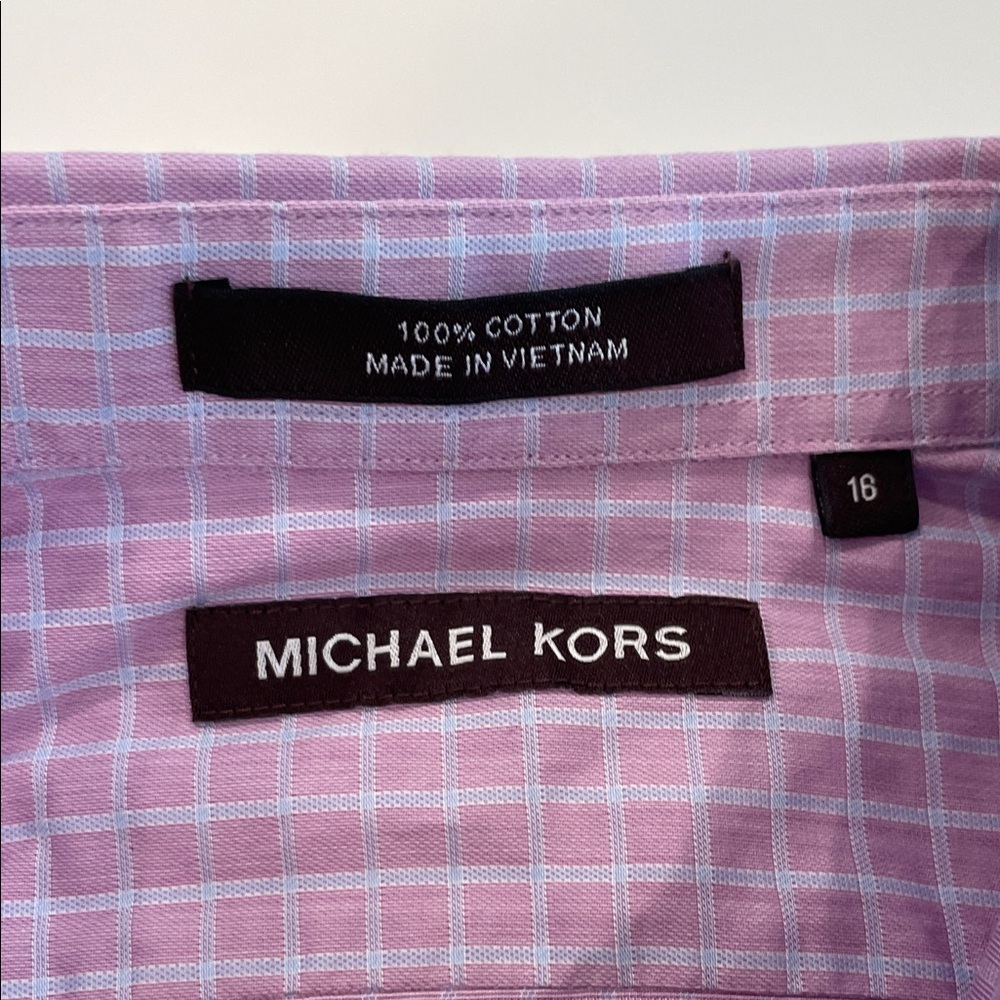 Michael Kors Boy’s Pink and Grayish/Silver Checkered Shirt